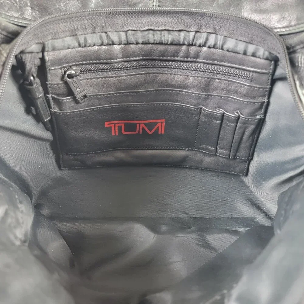 Tumi Alpha Black Leather Expandable Organizer Briefcase Bag - Picture 5 of 9